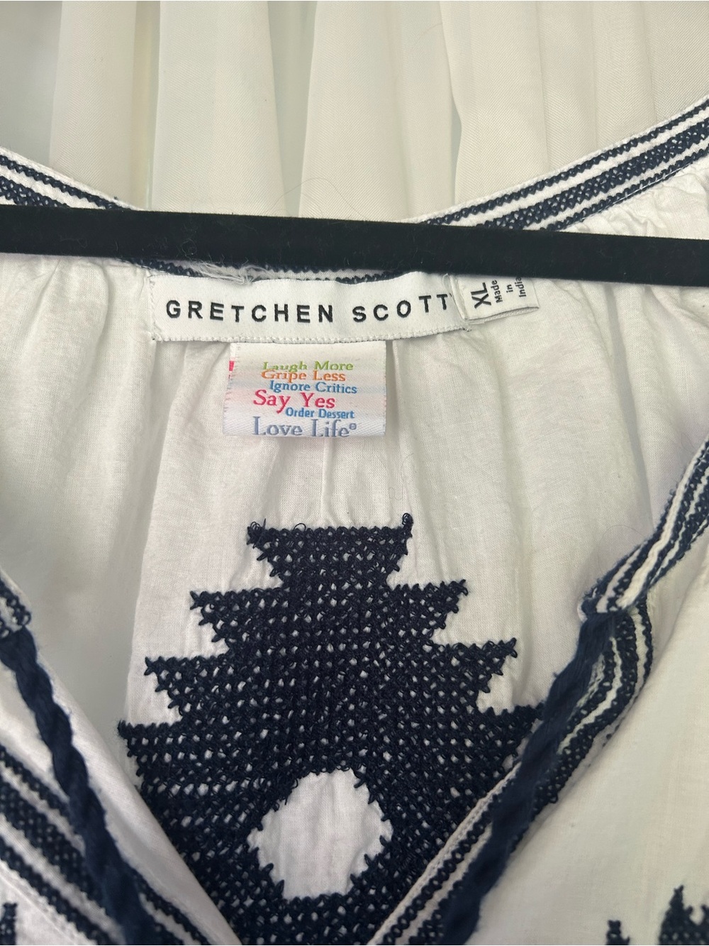 Gretchen Scott Designs White Tunic with Blue Embroidery - Picture 3 of 5